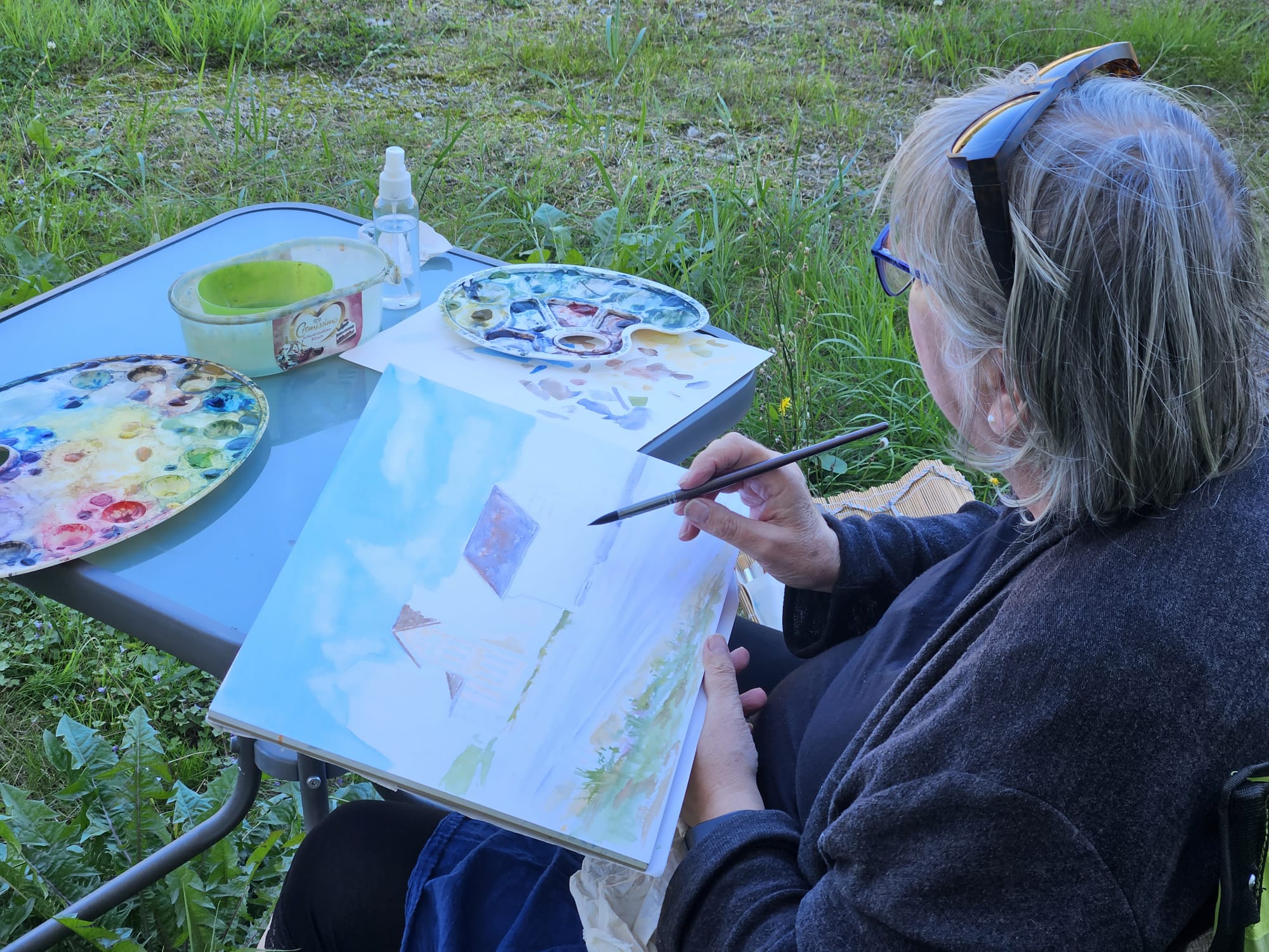 Watercolor field close-up